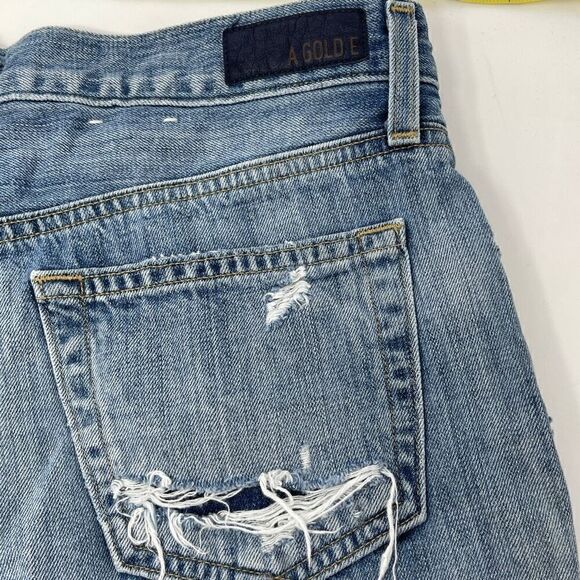 Agolde Blue Light Wash Distressed Denim Cut Off Jean Shorts Size 24 - Picture 3 of 6